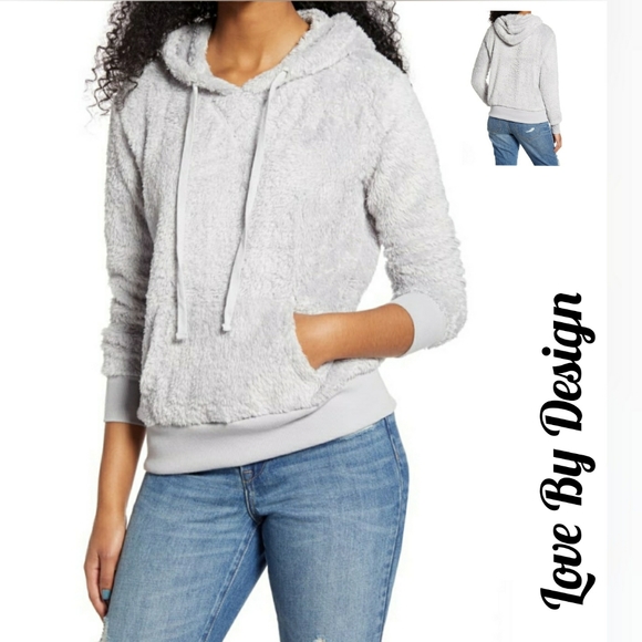 NWT  LOVE BY DESIGN GRAY COZY SOFT PLUSH HOODIE ~ - Picture 1 of 7